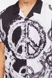 BLACK/WHITE Colorblock Peace Sign Shirt, image 5