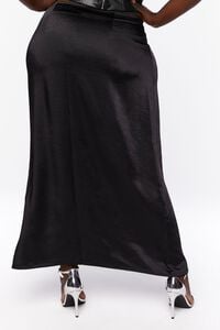 BLACK Plus Size Satin Maxi Skirt, image 4