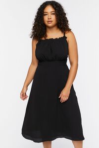 BLACK Plus Size Lace-Back Cami Midi Dress, image 1