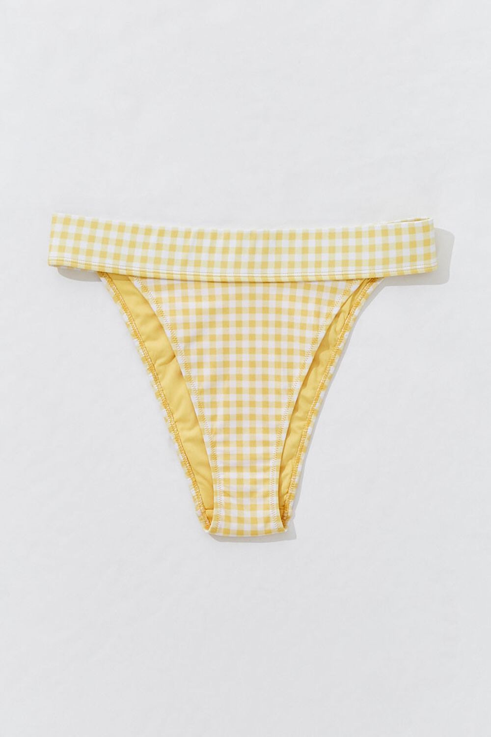 YELLOW/WHITE Gingham High-Cut Bikini Bottoms, image 1