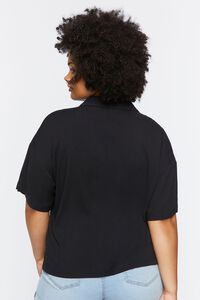 BLACK Plus Size Boxy Button-Up Shirt, image 3