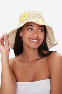 NATURAL/MULTI Sunflower Print Bucket Hat, image 3