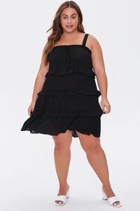 BLACK Plus Size Sleeveless Tiered Mini Dress, image 4