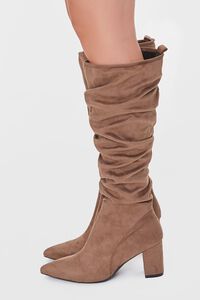 TAUPE Faux Suede Slouch Boots, image 2