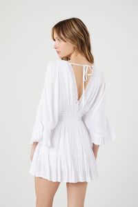 WHITE Crepe Butterfly-Sleeve Mini Dress, image 3