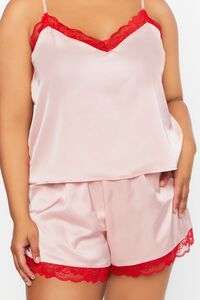 PINK/RED Plus Size Lace-Trim Cami & Shorts Pajama Set, image 6