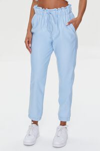 LIGHT BLUE Faux Leather Paperbag Joggers, image 2