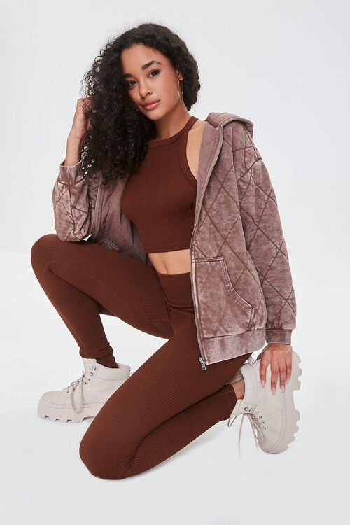 TAUPE Quilted Zip-Up Hoodie, image 1