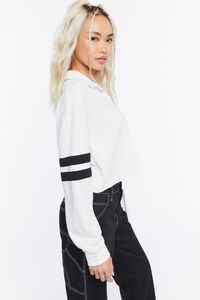 WHITE/BLACK Cropped Varsity-Striped Pullover, image 2