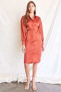 Satin Cutout Shirt Dress, image 5
