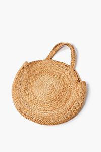 NATURAL Round Straw Tote Bag, image 1