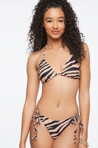 AUBURN/BLACK Tiger Striped String Bikini Bottoms, image 1