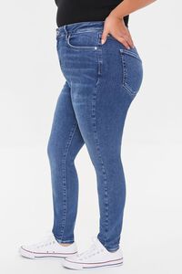 MEDIUM DENIM Plus Size Whiskered Skinny Jeans, image 3