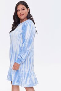 WHITE/BLUE Plus Size Tie-Dye Sweatshirt Dress, image 2