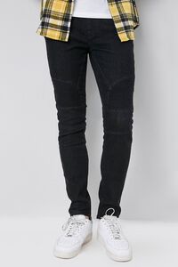 Skinny Zippered Moto Jeans, image 1