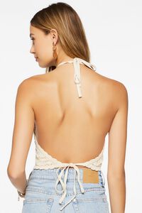 Pointelle Knit Cropped Halter Top, image 3