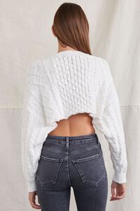 IVORY Cropped Cable Knit Sweater, image 3