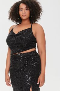 BLACK/BLACK Plus Size Sequin Cropped Cami & Skirt Set, image 4