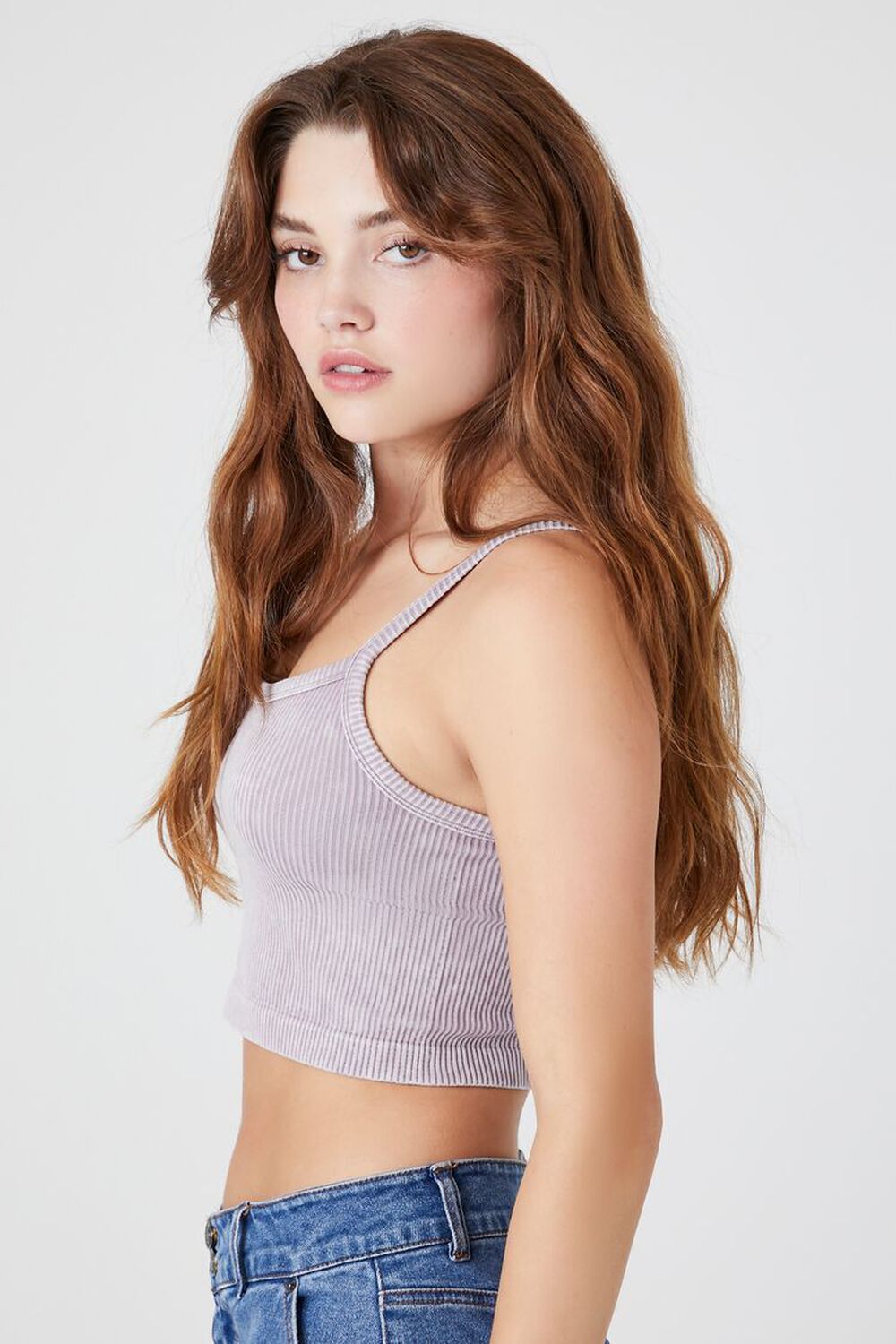 PURPLE Seamless Mineral Wash Cropped Cami, image 2