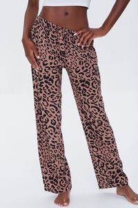 TAN/BLACK Leopard Print Pajama Pants, image 2