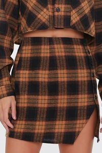 BROWN/BLACK Plaid Shirt & Buttoned Skirt Set, image 6