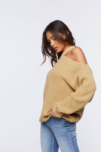 BEIGE Asymmetrical Open-Shoulder Sweater, image 2