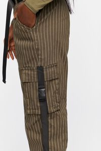 OLIVE/WHITE Pinstripe Belted Cargo Pants, image 6