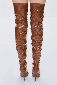 BROWN Faux Patent Leather Thigh-High Boots, image 3