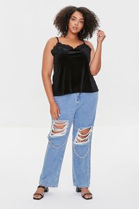 BLACK Plus Size Velvet Lace Cami, image 4
