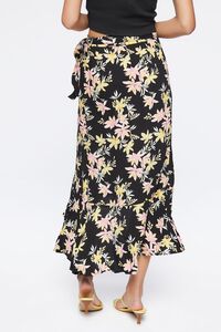 BLACK/MULTI Floral Print High-Low Skirt, image 4