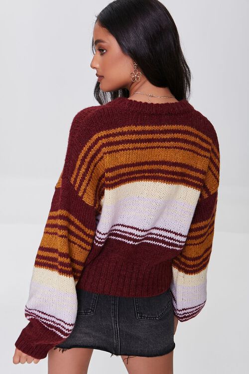BURGUNDY/MULTI Striped Drop-Sleeve Sweater, image 4
