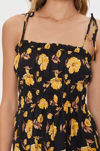 BLACK/MULTI Floral Print Linen-Blend Midi Dress, image 5