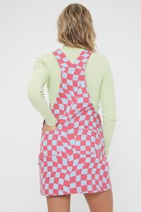 PINK/MULTI Checkered Mini Overall Dress, image 4