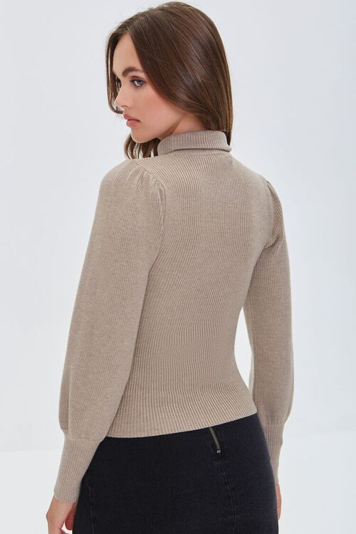 TAUPE Ribbed Turtleneck Sweater, image 3