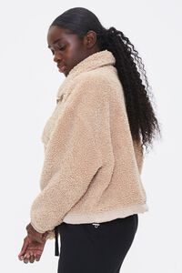 TAUPE Faux Shearling Zip-Up Jacket, image 2