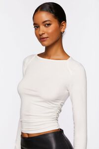 WHITE Ruched Long-Sleeve Tee, image 2