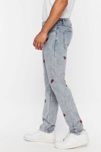 LIGHT DENIM Rose Embroidered Slim-Fit Jeans, image 2