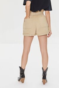 KHAKI Belted Paperbag Twill Shorts, image 4
