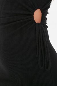 BLACK Ribbed Cutout Mini Dress, image 5