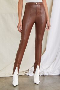 BROWN Faux Leather Skinny Pants, image 2