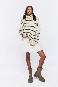 CREAM/GREY Striped Turtleneck Sweater, image 4