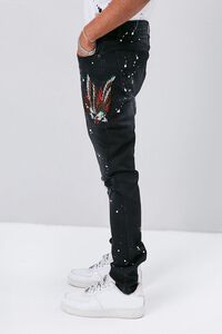 BLACK/MULTI Embroidered Graphic Paint Splatter Jeans, image 3