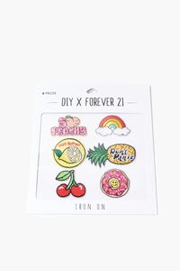 YELLOW/MULTI Fruit Graphic Embroidered Iron-On Patch Set, image 2