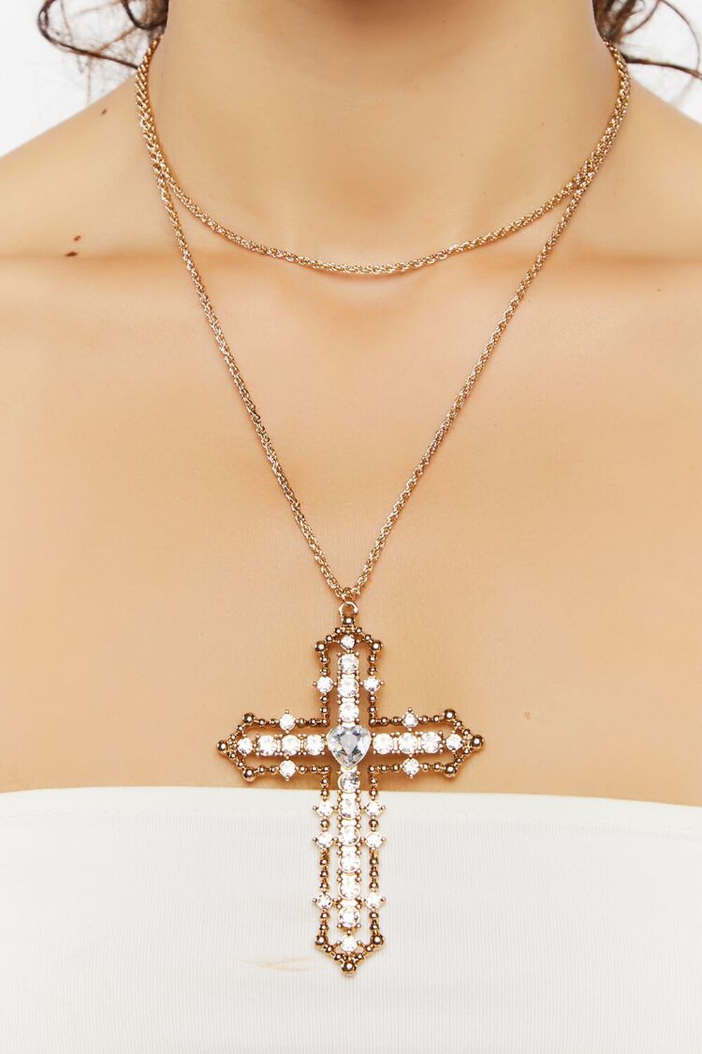 GOLD Layered Cross Pendant Necklace, image 1