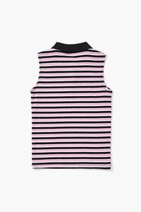 BLACK/MULTI Girls Striped Polo Shirt (Kids), image 2