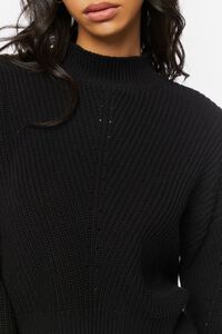 BLACK Pointelle Mock Neck Sweater, image 5
