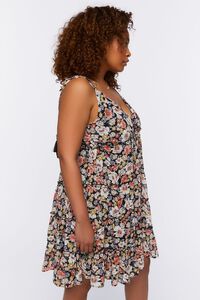BLACK/MULTI Plus Size Floral Babydoll Dress, image 2