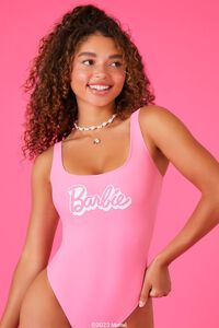 PINK/WHITE Barbie Graphic One-Piece Swimsuit, image 2