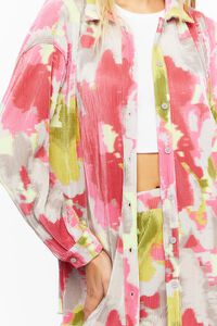 PEONY/MULTI Watercolor Floral Plisse Shirt, image 5
