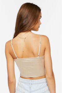 CHAMPAGNE Satin Cowl Neck Crop Top, image 3